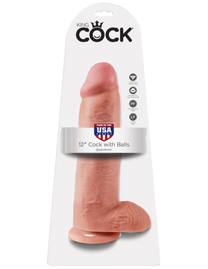 King Cock 12" With Balls Realistic Suction Cup Dildo