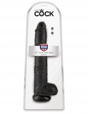 King Cock 14" With Balls Realistic Suction Cup Dildo