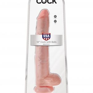 King Cock 14" With Balls Realistic Suction Cup Dildo
