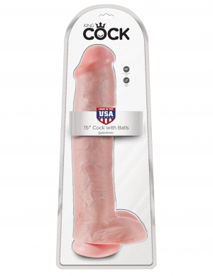 King Cock 15" With Balls Realistic Suction Cup Dildo