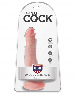 King Cock 6" With Balls Realistic Suction Cup Dildo