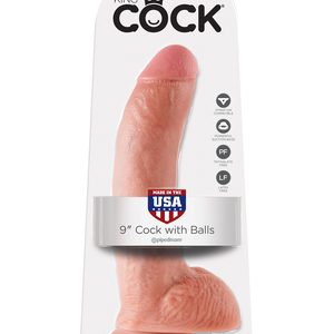 King Cock 9" With Balls Realistic Suction Cup Dildo
